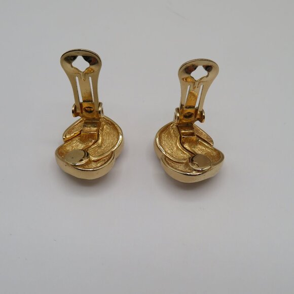 Christian Dior Vintage Crystal Pave Knot Gold Tone Clip On Earrings - Picture 13 of 14